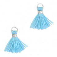 Mini Tassel 1.2cm - Silver-cornflower blue